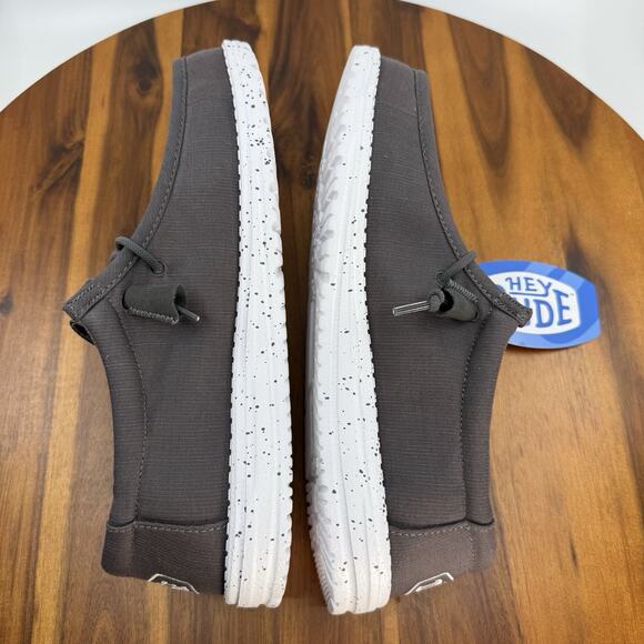 Hey Dude Mens Size 9 Wally Slub Dark Grey Shoes Loafers NEW - Picture 6 of 10